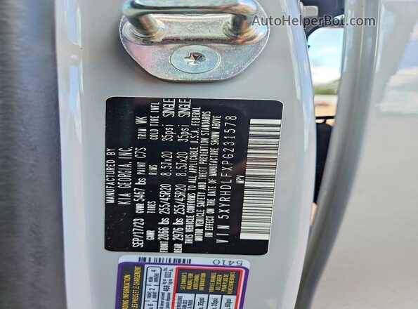 5XYRHDLFXPG231578 2023 KIA SORENTO Серый Вид наклейки с VIN-кодом
