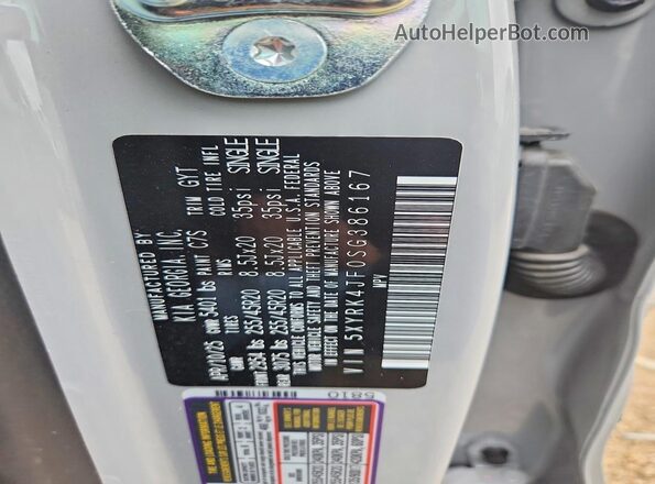 5XYRK4JF0SG386167 2025 KIA SORENTO Gray Widok naklejki z numerem VIN