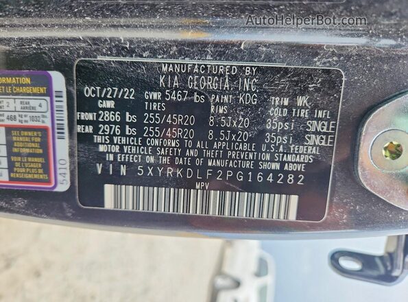 5XYRKDLF2PG164282 2023 KIA SORENTO Серый Панорамный вид салона 360°