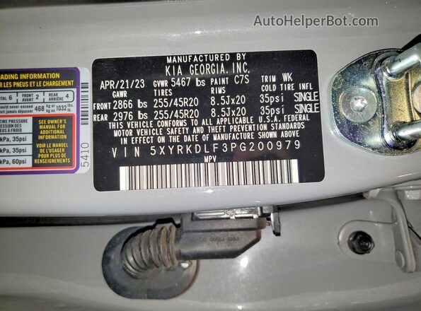 5XYRKDLF3PG200979 2023 KIA SORENTO Серый Панорамный вид салона 360°