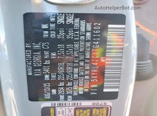 5XYRL4JC3TG411602 2026 KIA SORENTO Gray Շարժիչի բաժամունքի տեսք