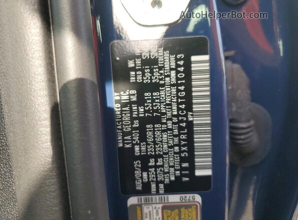 5XYRL4JC4TG410443 2026 KIA SORENTO Синий Панорамный вид салона 360°
