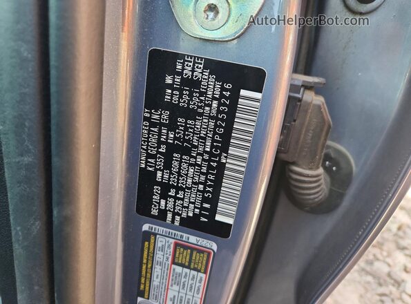 5XYRL4LC1PG253246 2023 KIA SORENTO Silver Vista de la etiqueta del VIN