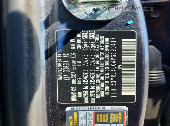 5XYRL4LC4PG190417 2023 KIA SORENTO Серый Вид наклейки с VIN-кодом