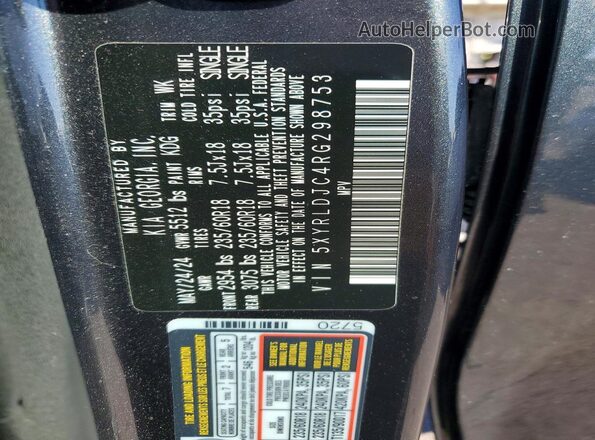 5XYRLDJC4RG298753 2024 KIA SORENTO Серый Вид наклейки с VIN-кодом