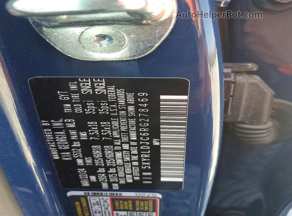5XYRLDJC6RG278469 2024 KIA SORENTO Blue Вид наклейки з VIN-кодом