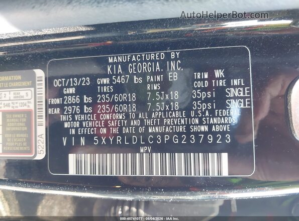 5XYRLDLC3PG237923 2023 KIA SORENTO Black Vista del compartimento del motor