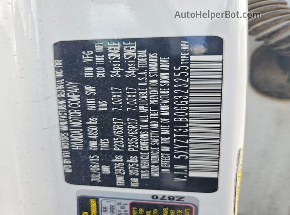5XYZT3LB0GG323255 2016 HYUNDAI SANTA White Սալոնի 360 աստիճան տեսք