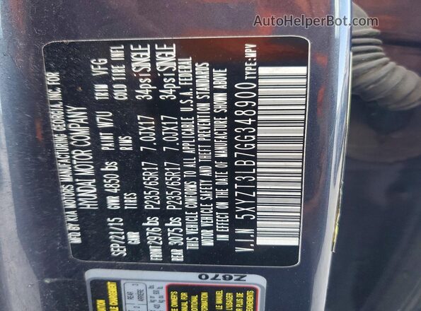 5XYZT3LB7GG348900 2016 HYUNDAI SANTA Blue VIN sticker view
