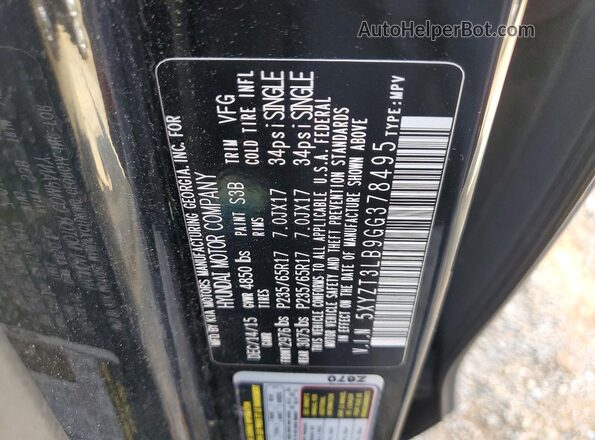 5XYZT3LB9GG378495 2016 HYUNDAI SANTA Black VIN sticker view