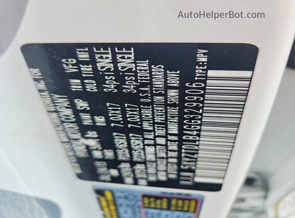 5XYZTDLB4GG329906 2016 HYUNDAI SANTA White Widok komory silnika