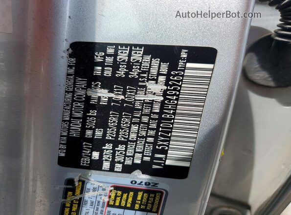 5XYZTDLB4HG495263 2017 HYUNDAI SANTA Серебряный Панорамный вид салона 360°