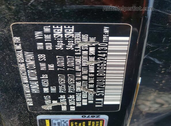 5XYZU3LB0GG324130 2016 HYUNDAI SANTA Black 