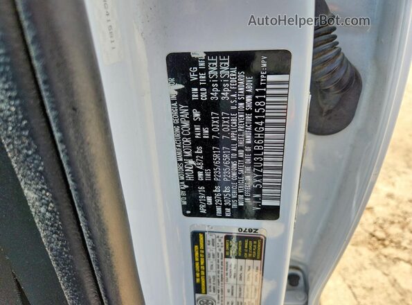 5XYZU3LB6HG415811 2017 HYUNDAI SANTA Белый Вид наклейки с VIN-кодом