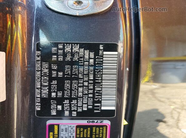 5XYZWDLA4HG501707 2017 HYUNDAI SANTA Gray Widok naklejki z numerem VIN