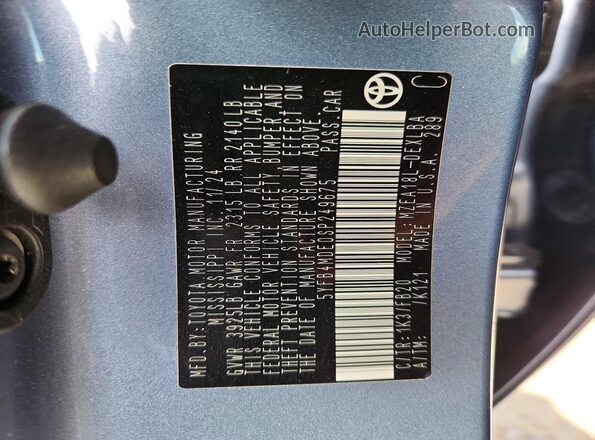 5YFB4MDE0SP249675 2025 TOYOTA COROLLA Turquoise Вид підкапотного простору