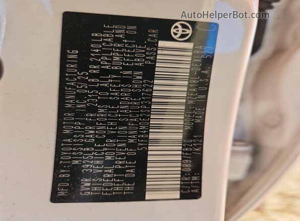 5YFB4MDE2SP317622 2025 TOYOTA COROLLA White Engine compartment view