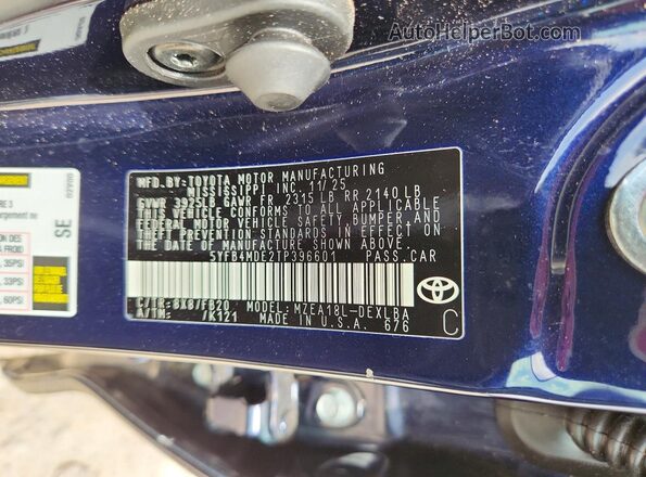 5YFB4MDE2TP396601 2026 TOYOTA COROLLA Blue Շարժիչի բաժամունքի տեսք