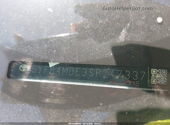 5YFB4MDE3SP247337 2025 TOYOTA COROLLA White Вид підкапотного простору