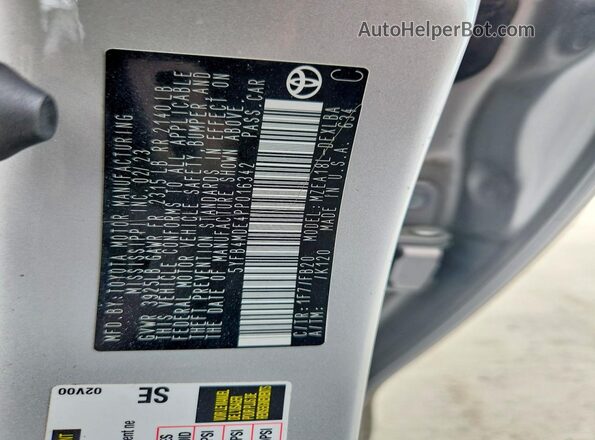 5YFB4MDE4PP016342 2023 TOYOTA COROLLA Silver Vista del compartimento del motor