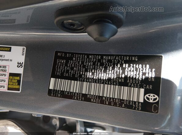 5YFB4MDE6SP244545 2025 TOYOTA COROLLA Синий Вид подкапотного пространства