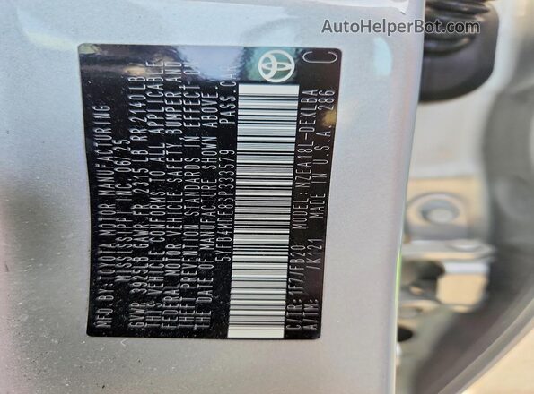 5YFB4MDE8SP333579 2025 TOYOTA COROLLA Silver 