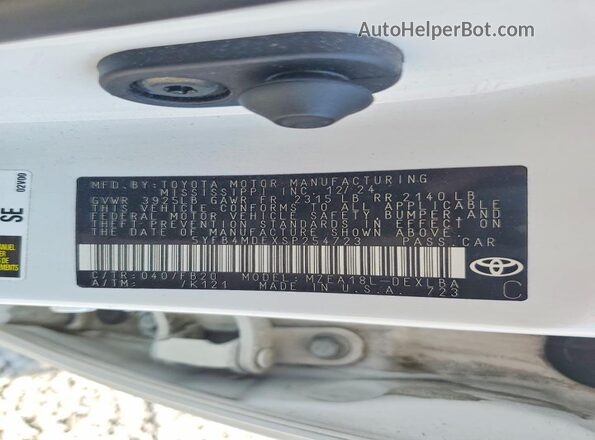 5YFB4MDEXSP254723 2025 TOYOTA COROLLA Белый Вид подкапотного пространства
