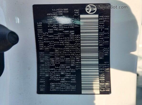 5YFB4MDEXSP261896 2025 TOYOTA COROLLA White Widok komory silnika