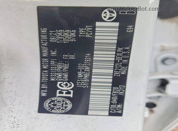5YFBPMBEXNP279314 2022 TOYOTA COROLLA White Вид підкапотного простору