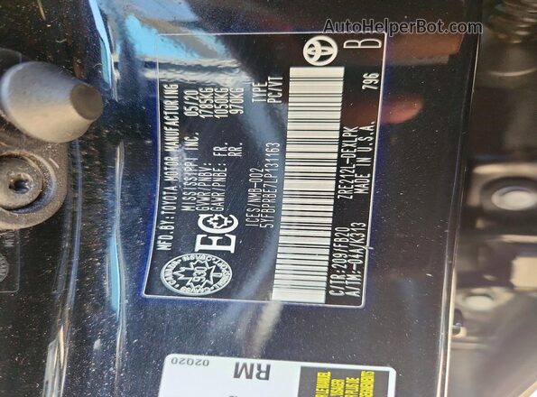 5YFBPRBE7LP131163 2020 TOYOTA COROLLA Black Widok naklejki z numerem VIN
