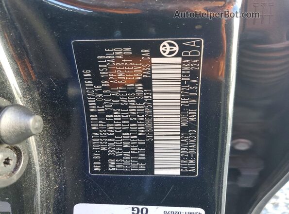 5YFBURHE2HP571931 2017 TOYOTA COROLLA Black Շարժիչի բաժամունքի տեսք