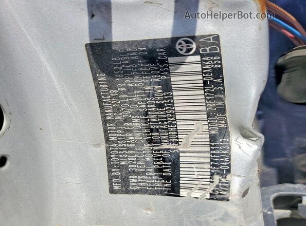 5YFBURHE2KP927513 2019 TOYOTA COROLLA Silver Вид наклейки з VIN-кодом