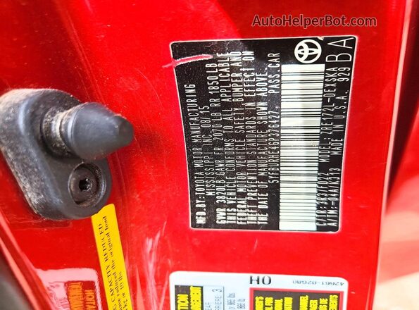 5YFBURHE4GP376427 2016 TOYOTA COROLLA Красный Вид подкапотного пространства