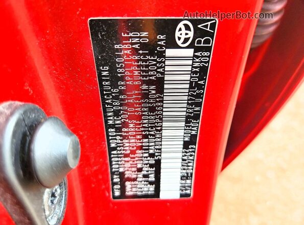 5YFBURHE4GP566812 2016 TOYOTA COROLLA Red ძრავის განყოფილების ხედი