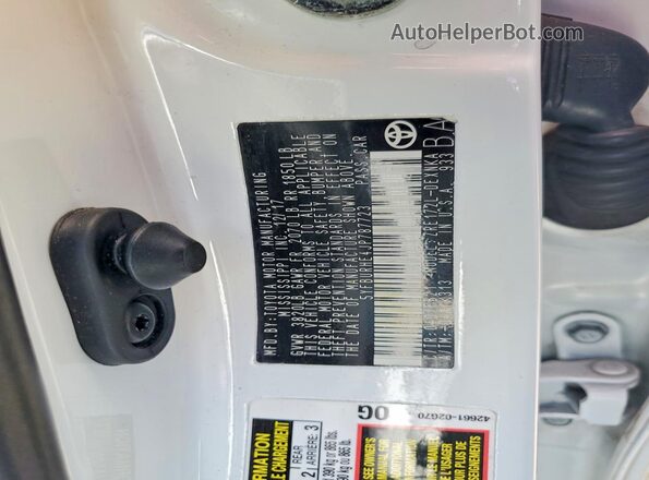 5YFBURHE4JP787723 2018 TOYOTA COROLLA White VIN კოდის სტიკერის ხედი