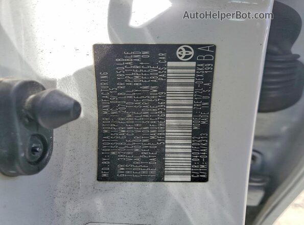 5YFBURHE7GP396719 2016 TOYOTA COROLLA White VIN sticker view