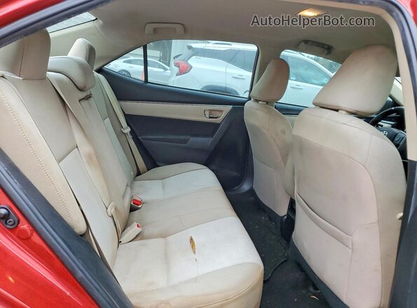 5YFBURHE8GP385230 2016 TOYOTA COROLLA Red Вид задніх сидінь