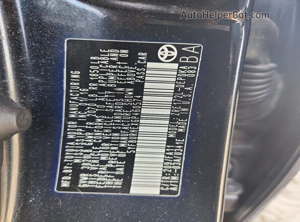 5YFBURHEXGP460574 2016 TOYOTA COROLLA Black ძრავის განყოფილების ხედი