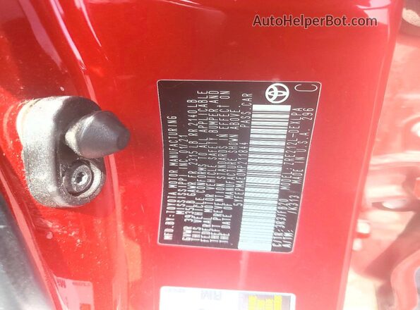 5YFEPMAE0MP211844 2021 TOYOTA COROLLA Red VIN sticker view