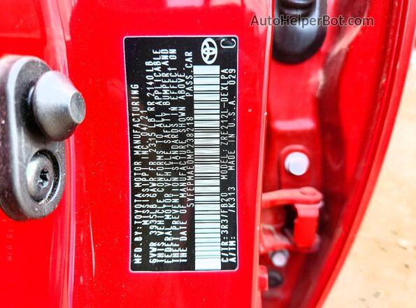 5YFEPMAE0MP238218 2021 TOYOTA COROLLA Red Engine compartment view
