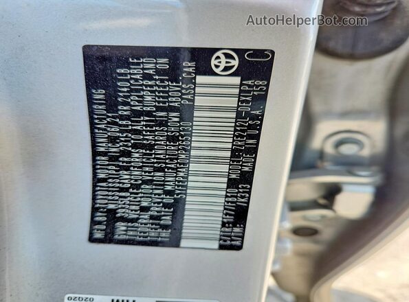 5YFEPMAE0MP265130 2021 TOYOTA COROLLA Silver VIN კოდის სტიკერის ხედი