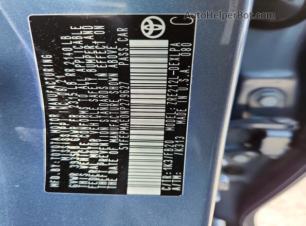 5YFEPMAE0NP279627 2022 TOYOTA COROLLA Blue Շարժիչի բաժամունքի տեսք