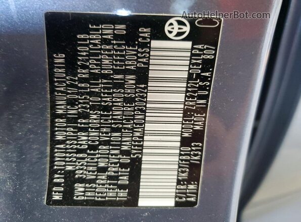 5YFEPMAE0NP302324 2022 TOYOTA COROLLA Gray Вид підкапотного простору