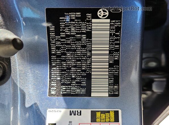 5YFEPMAE1MP168972 2021 TOYOTA COROLLA Gray Vista del compartimento del motor