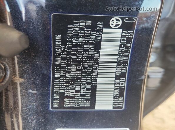 5YFEPMAE2NP330075 2022 TOYOTA COROLLA Black Engine compartment view