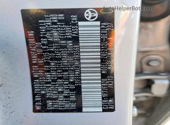 5YFEPMAE3MP183568 2021 TOYOTA COROLLA Silver Вид підкапотного простору
