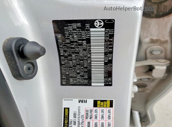 5YFEPMAE3NP272915 2022 TOYOTA COROLLA Silver Вид наклейки з VIN-кодом