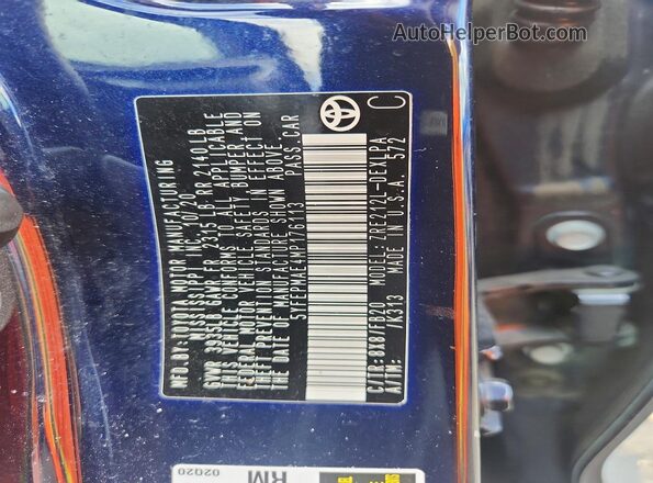 5YFEPMAE4MP176113 2021 TOYOTA COROLLA Blue Շարժիչի բաժամունքի տեսք