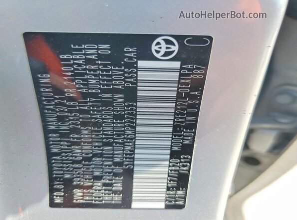 5YFEPMAE6MP227353 2021 TOYOTA COROLLA Silver Շարժիչի բաժամունքի տեսք