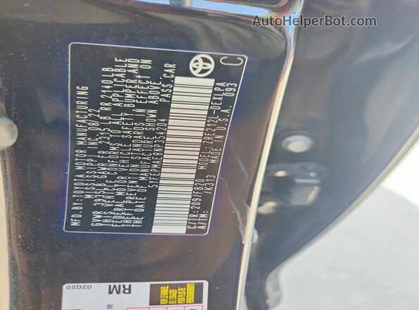 5YFEPMAE8NP354204 2022 TOYOTA COROLLA Black Vista de la etiqueta del VIN
